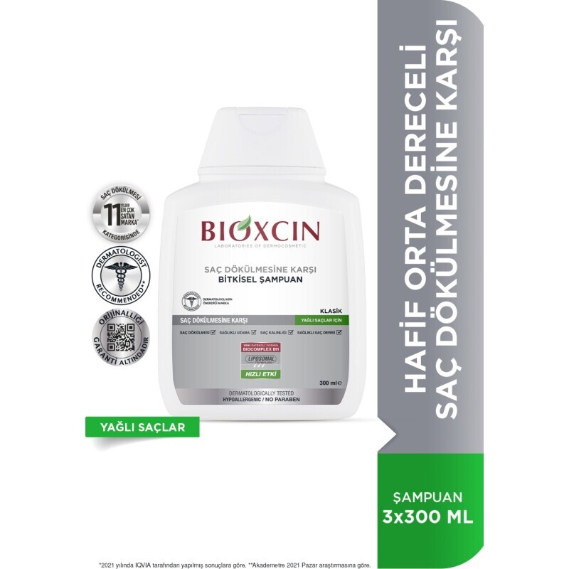 Bioxcin Klasik Yağlı Saçlar Için Şampuan 300 Ml - Genesis Şampuan Dökülme Karşıtı (OUTLET) - 1